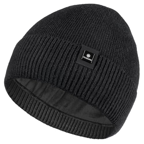Soft Knit Cuffed Beanie - Unisex Winter Hat for Men and Women - Black