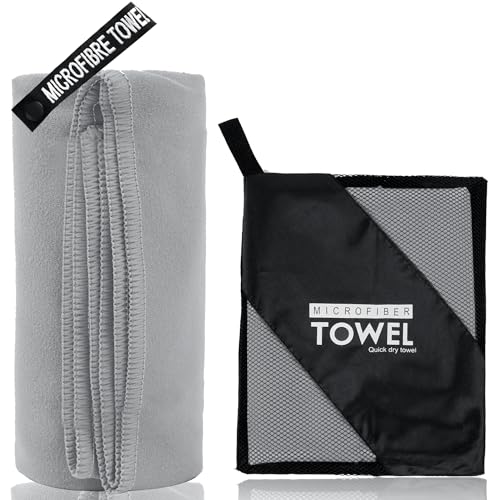 Microfiber Travel Towel - Soft, Lightweight, Quick Dry - XS 12"×24" White Gray