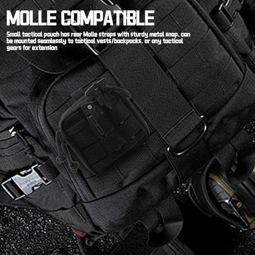 Small Admin Pouch - 1000D Tactical Molle EDC Waist Belt Bag - Black