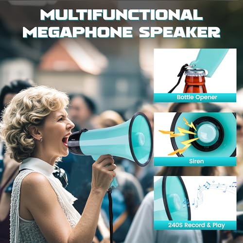 20W Portable Megaphone Bullhorn with Siren & Recording