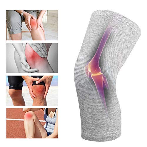 Bamboo Charcoal Knee Sleeve - Elastic Support for Pain Relief - Large Gray