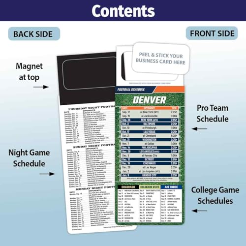 2026 Denver Pro Football Schedule Magnets - 100 Pack