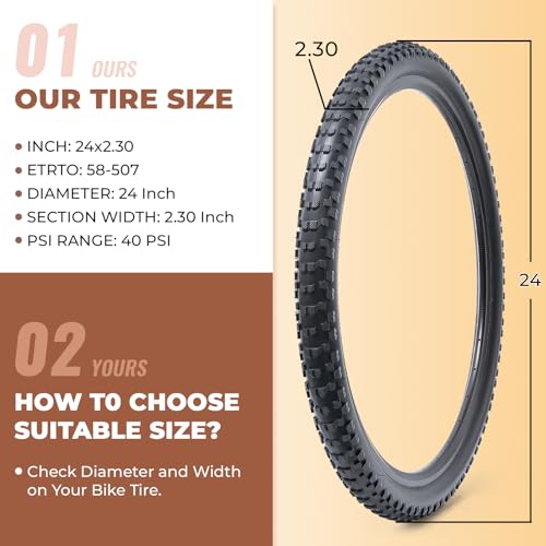 24x2.30 Bicycle Tires - Durable Folding Puncture-Resistant MTB Off-Road