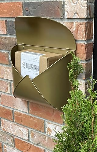 NACH Wall Mount Mailboxes for Outside, 12.5 x 5 x 10 inch Antique Brass Wall Mailboxes for Outside, Waterproof Mailboxes for Outside - Envelope Mailbox