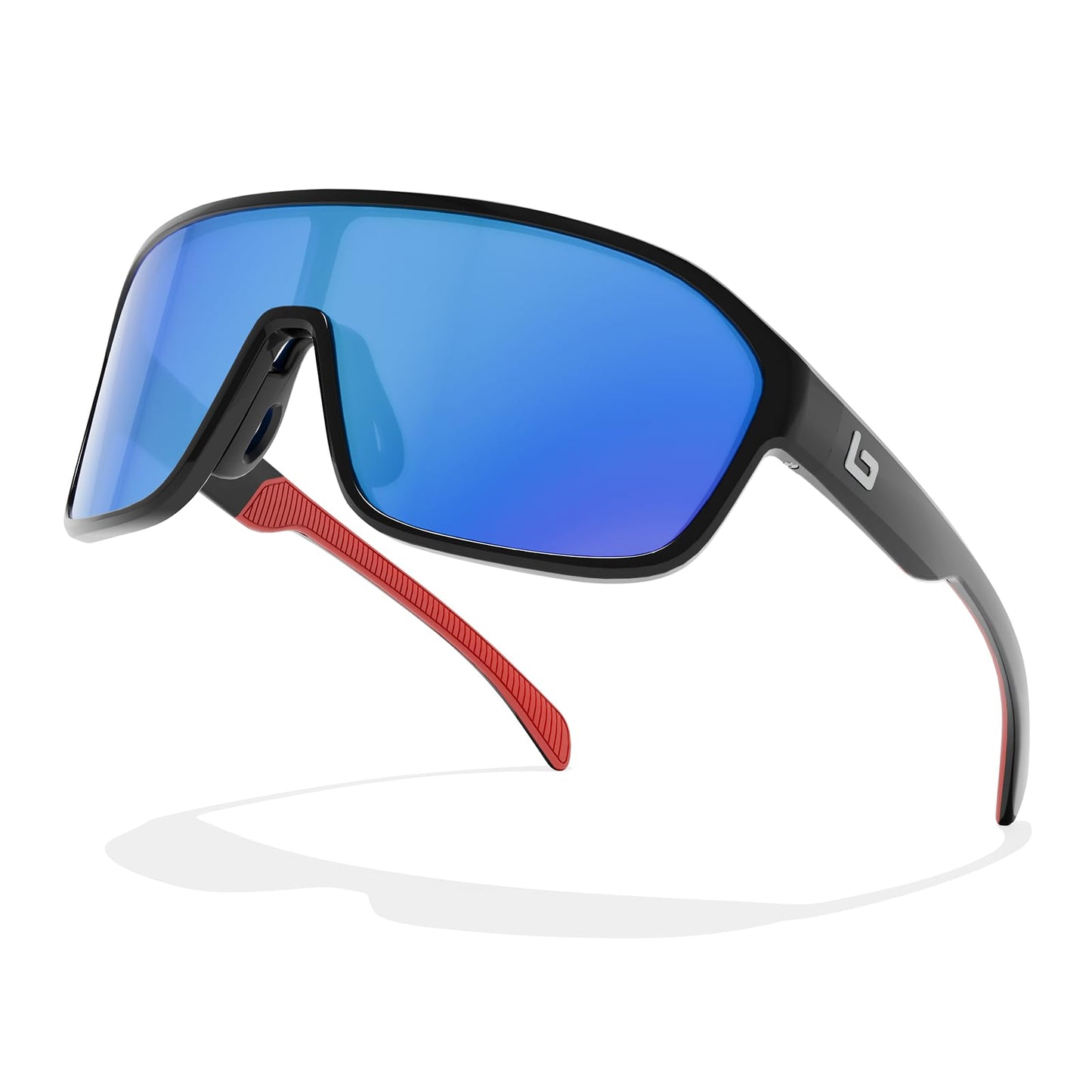 B.N.U.S Men's sports cycling sunglasses for women outdoor running fishing and boating (Polished Black/Brown Polarized, Plastic Lenses)