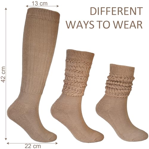 Women Slouch Socks 8 Pairs Long Knee High Boot Socks Thick Cotton Scrunch