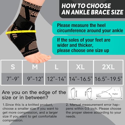 Copper Infused Ankle Brace for Sprains & Pain Relief