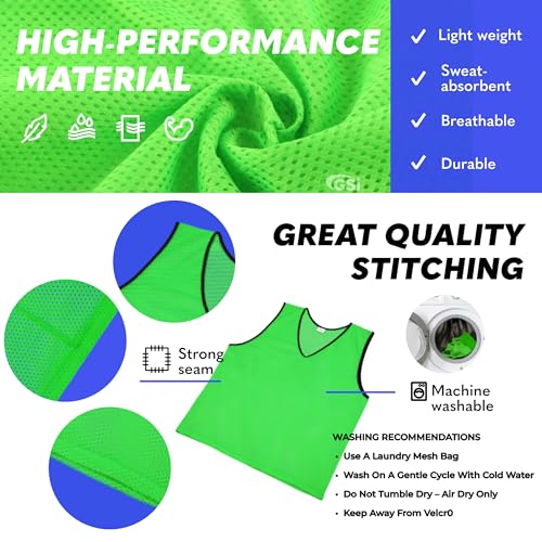 Breathable Mesh Training Pinnies for Soccer and Basketball - 6 Pack