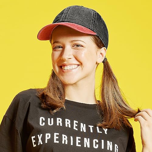Black/Red 1 Size Cotton Pigment Dyed Dad Hat - Six Panel Cap for Men & Women