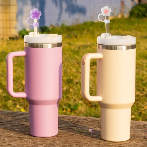 6PCS Flower Silicone Straw Covers for 10mm Straws - Reusable Dustproof Toppers