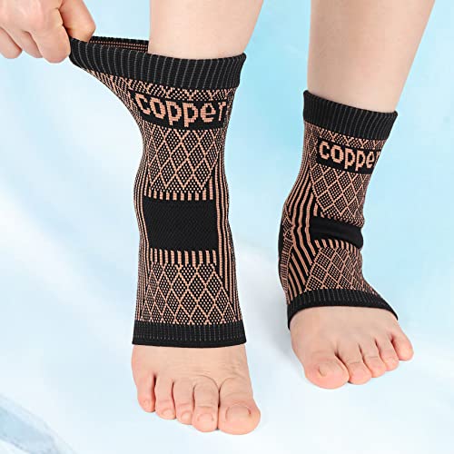 Copper-Infused Ankle Brace Compression Socks - Large