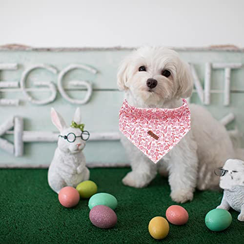 Easter Bunny Dog Bandana - Soft Cotton Pet Scarf for Small Dogs - Pink