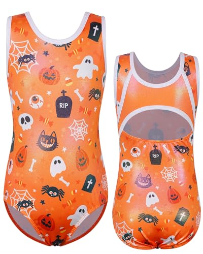 Girls' Sleeveless Gymnastics Leotard - Fire Pattern