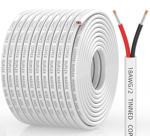 CONEPY 18 Gauge Marine Wire 100ft Tinned Copper Marine Grade Cable for Boat, RV, and Marine Applications