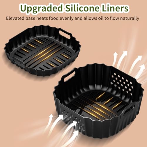 HOMELYLIFE Silicone Air Fryer Liners for Ninja Crispi Pro AS101CY 6QT & 2.5QT Set