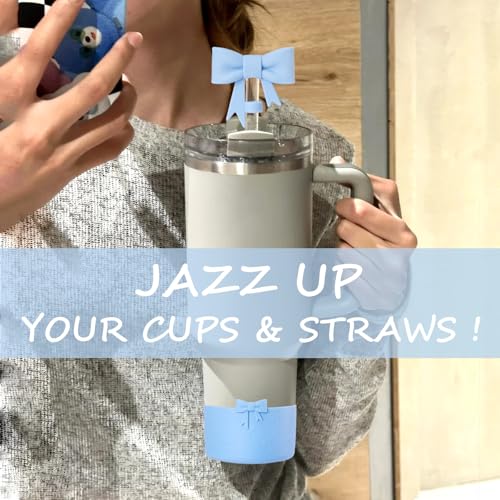 Silicone Straw Covers & Boot for Stanley Tumblers - Blue