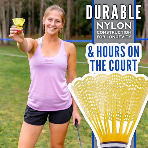 Recreational Badminton & Volleyball Set - Beach & Backyard Game Combo with Rackets, Net, Birdies, Pump