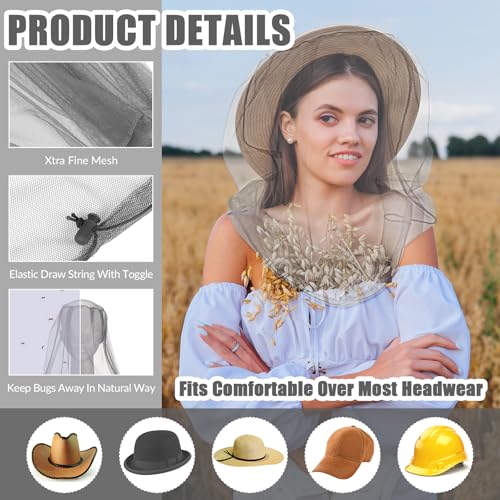 Mosquito Head Net - 2 Pack, Black & Light Gray, Breathable Mesh