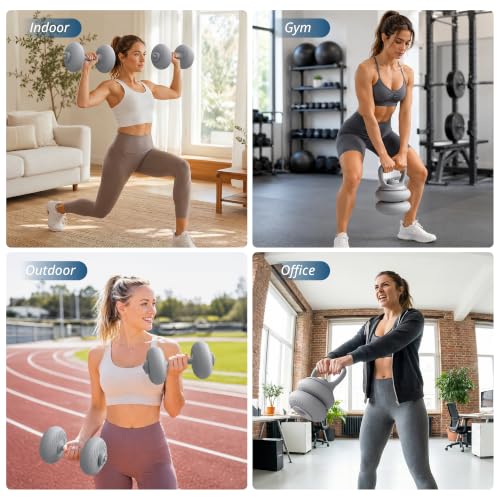 RYGEO 22lb Adjustable Soft Dumbbell Set for Home Gym, Convert to Barbell & Kettlebell