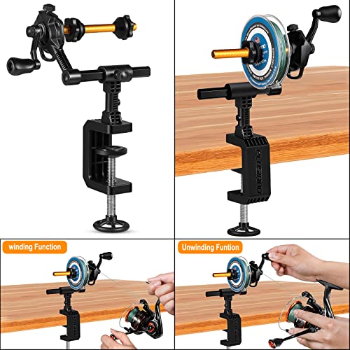 PLUSINNO Table Clamp Fishing Line Spooler for Reels, Line Winder & Unwinder, Versatile for Spinning & Casting Reels