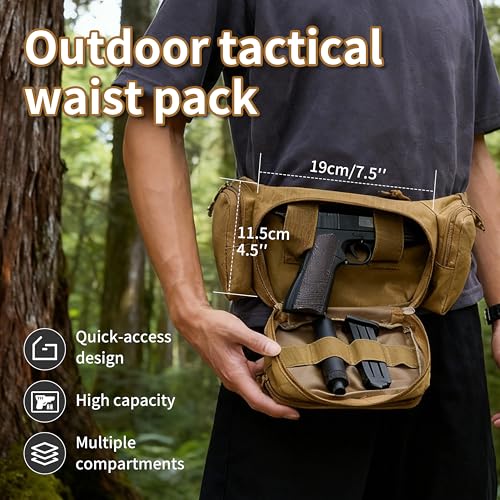 Tactical Waist Pack with Gun Holster - Large Capacity Fanny Pack - Green