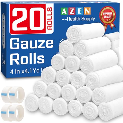 20 Pack Gauze Rolls Bandages - 4" x 4.1 Yards - Premium Quality
