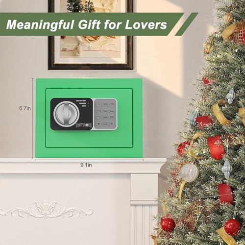 PATRON small safe box with key£¬mini safe for money£¬small coin safes for home with code£¬little jewelry lock box for kids£¬Wall or Cabinet Safe for personal items£¬0.236 Cubic Feet Green