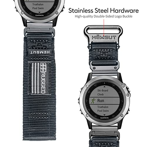 22MM Rugged Nylon Watch Band for Garmin Fenix/Forerunner - Black