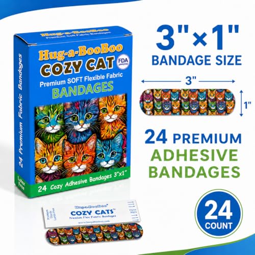 Cozy Cats Flexible Fabric Bandages - 24 Count Box