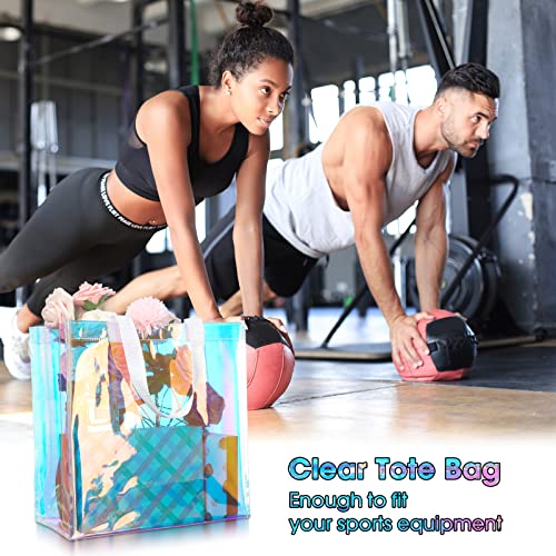 Clear Stadium Approved Tote Bags - 12 Pack with Handles - Laser Color