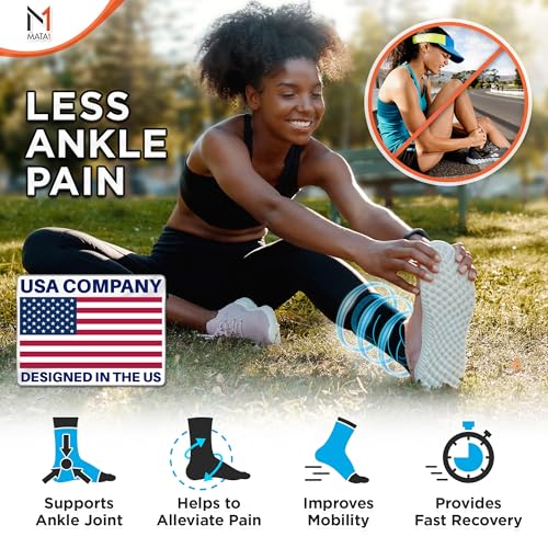 Adjustable Ankle Brace for Plantar Fasciitis & Support - Blue Regular