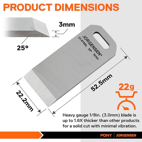 JORGENSEN Mini Block Plane Blade - for Mini Wood Planer, Professional Level O1 Steel Blade, High Hardness & Long Edge Retention, 3mm Thickness Replacement Blade