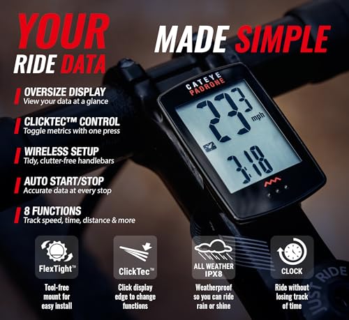 Wireless Bike Computer with Oversized Display - Black