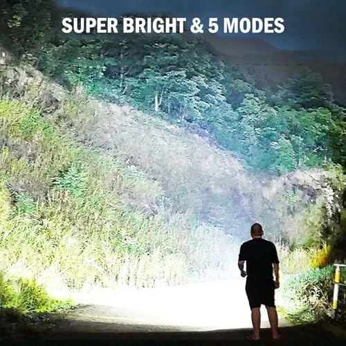 Led Flashlights High Lumens Rechargeable 2 Pack, 99000 Lumen Super Bright Fashlight with 5000?Ah ¥Âattery, Waterproof Powerful Flash Light Multifunctional Flashlights for Home Camping Hiking