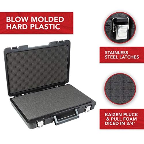 True Position Tools - Universal Hard Carrying Case with Premium Kaizen Pick and Pluck Foam - Protects Electronics, Tools, Cameras and Testing Equipment, 17 x 12 x 3 In.