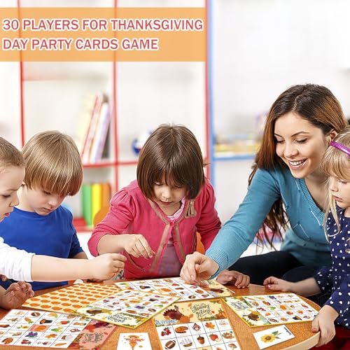 Thanksgiving Bingo Game Cards - 46 Pieces for 30 Players