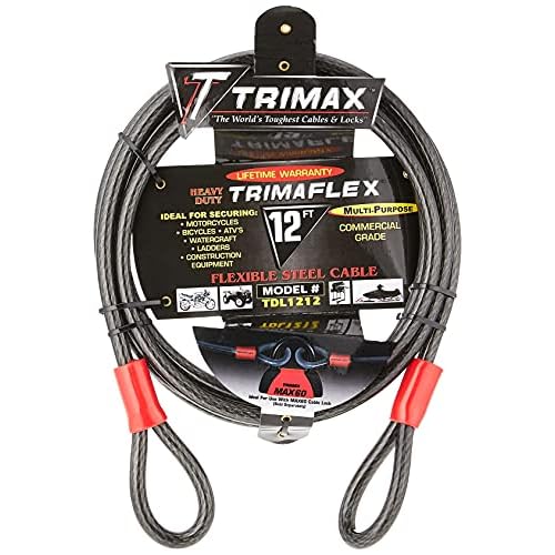 Trimax TDL1212 Trimaflex Dual Loop Multi-Use Cable (12 ft Long x 12mm), Steel