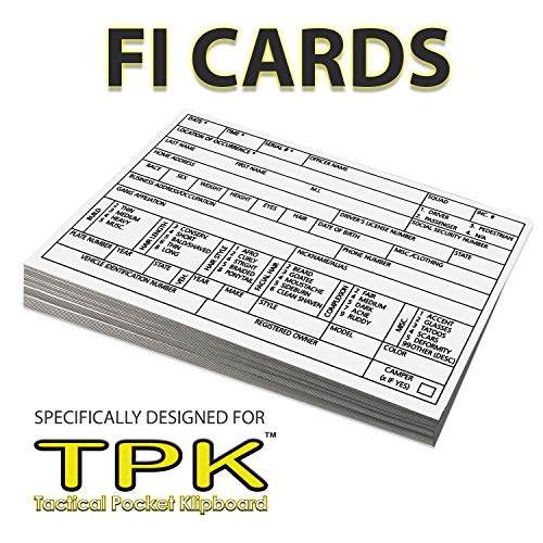 100 Pack Tactical Pocket Klipboard FI Cards for First Responders | Fits 3x5 Index Cards