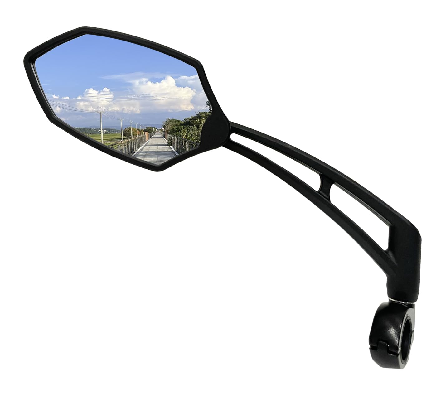 Hafny New Handlebar Bike Mirror, HD Glass Lens, Adjustable & Rotatable Safe Rearview Bicycle Mirror, Blast-Resistant, HF-M6002-FR051 (Silver Left)