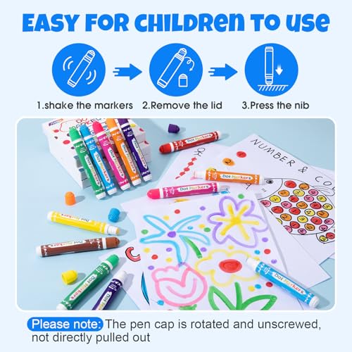 Bingo Dot Markers for Toddlers - 8 Color Pack, Non-Toxic & Washable