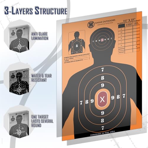 Shooting Paper Targets - 23x35 Inch, 10 Pack Silhouette with Red Bullseye