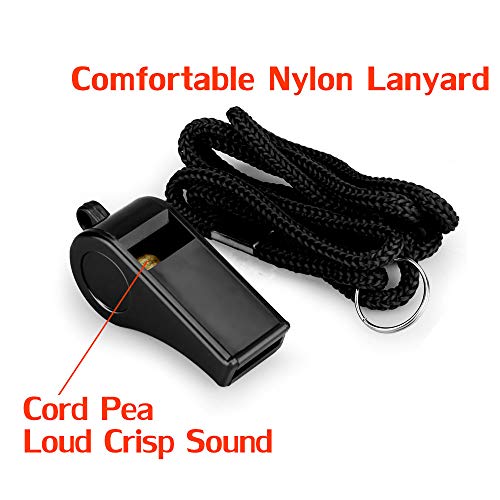 Loud Plastic Whistles with Lanyards - 12 Pack for Coaches & Emergencies