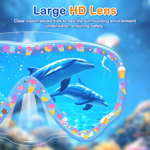 Kids Swim Goggles with Nose Cover - Anti-Fog UV Protection - Blue