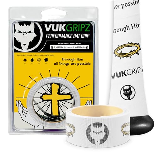 Faith Baseball Bat Grip Tape - VukGripz Reusable USA-Made, Slip-Resistant (Variation: Faith Through Him)