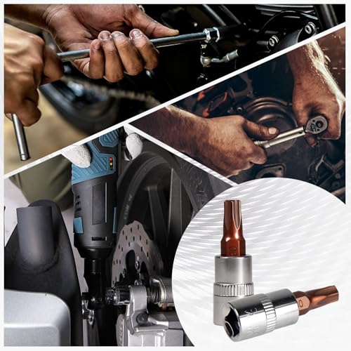 6pcs Drive x T30 Torx Bit Socket, 1/4" S2 Steel Bits CR-V Star Socket Set 38mm Length Use with Ratchet Wrench for Torque Wrench, Impact Power Drills, Slide Bar