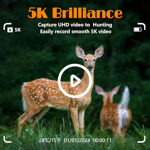 LANTOOCAM 5K Trail Camera with 60MP Photos, 64GB SD Card & WiFi