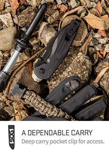 SOG Aegis Black TiNi Tanto Folding Pocket Knife 3.5in Assisted Open