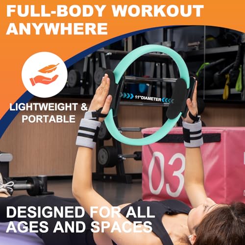 Tsikavo Teal Pilates Ring 12 Inch with Exercise Ball & Resistance Bands Set
