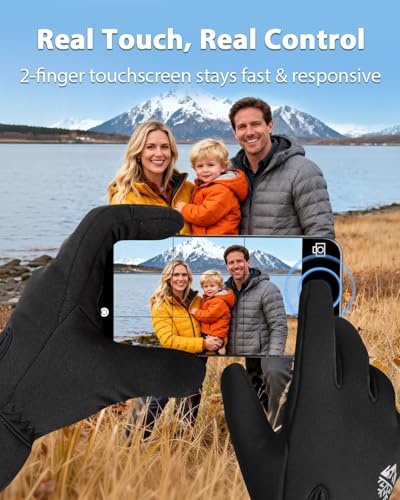 Thermal Plush Winter Gloves for Men & Women - Black, Small