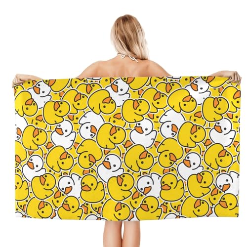 Ngzhyad Cute Rubber Duck Beach Towel Large Microfiber Sand-Free Quick Dry 32x52 Inch, One Size